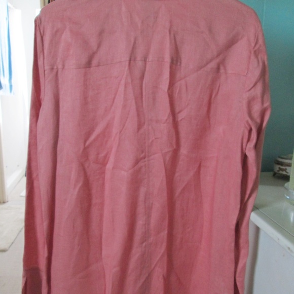 Light Weight 100% Linen Coral Long Tunic Shirt Top - Picture 3 of 5
